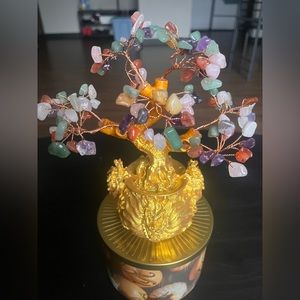 Money Tree with multi stone gem leaves
